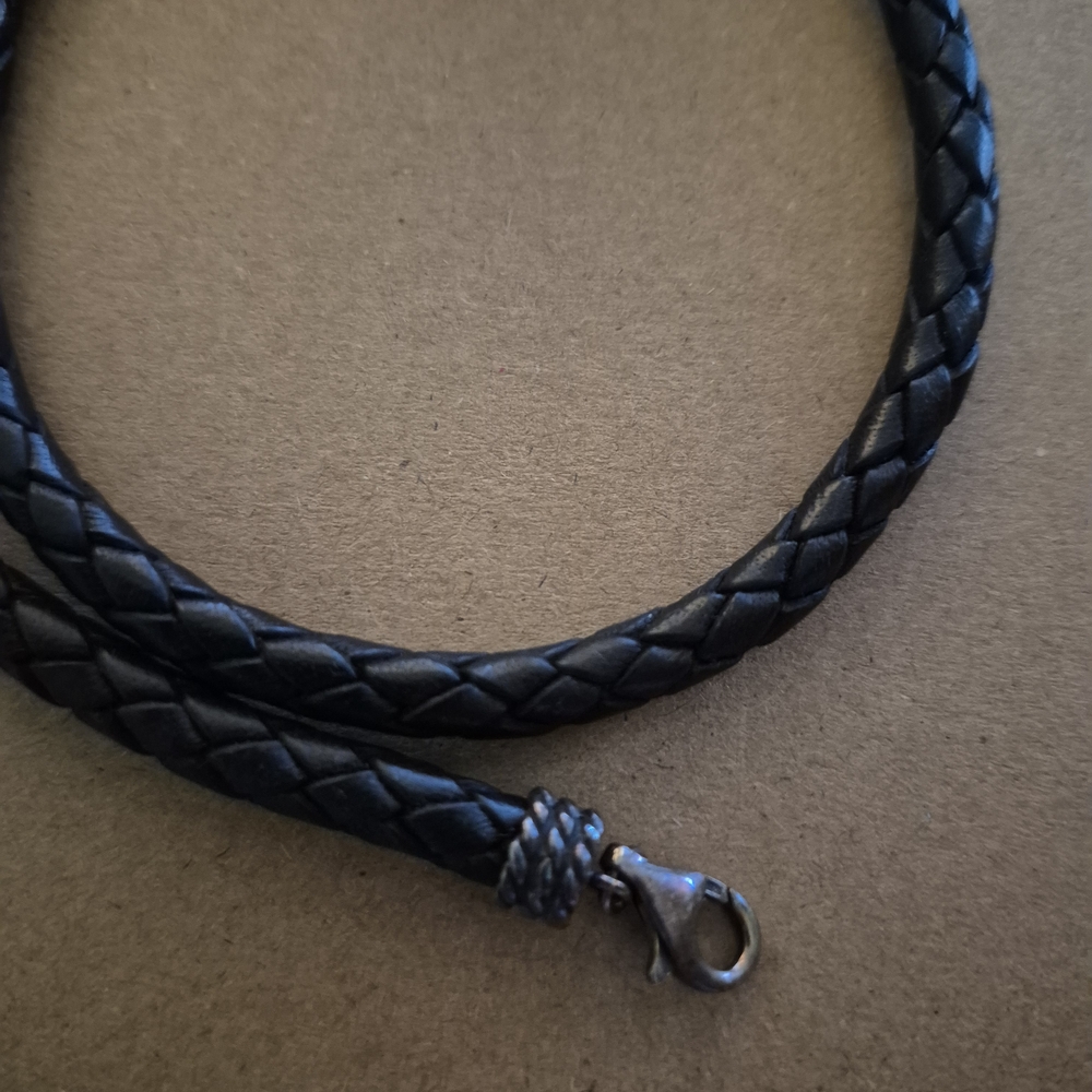 Black Braided Leather Women's Or Men's Adjustable Chocker